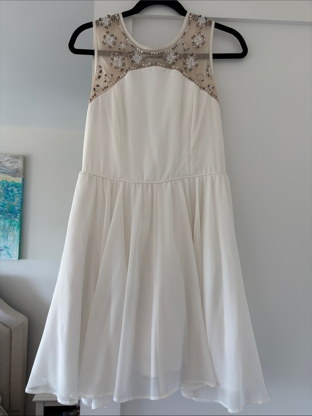 Nordstrom Embellished Cream Girls' Party Dress